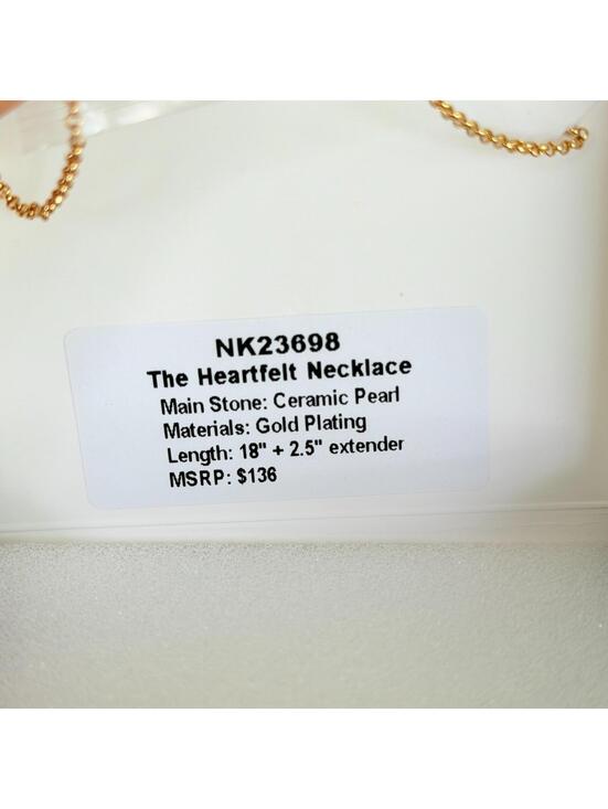 Bomb Party June  “The Heartfelt Necklace “Ceramic Pearl on Yellow Gold Heart